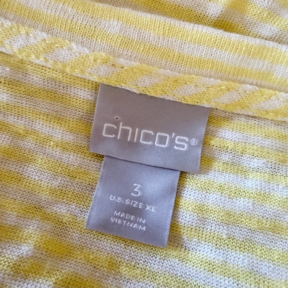 Chico’s Linen Stripe Drop Shoulder 3/4 Sleeve Top 3 - Picture 6 of 9